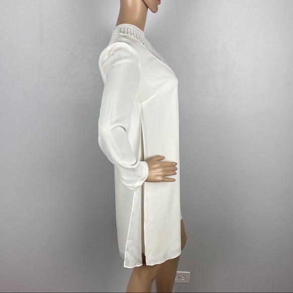 NEW A.L.C. WHITE CROCHET INSET SHIFT MINI DRESS - Picture 5 of 9